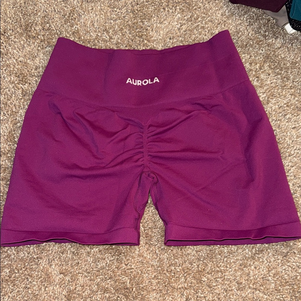 Aurola Women's High-Waist Fuchsia  Scrunch Workout Shorts
